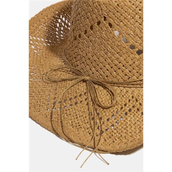 Fame Mixed Beaded Strap Western Fedora Straw Hat - Picture 2 of 6